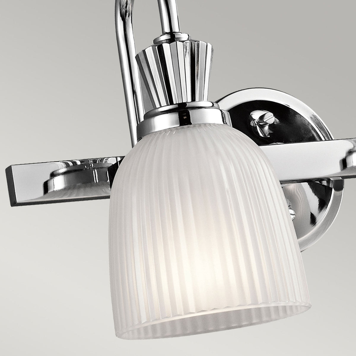 Cora Twin IP44 Wall Light in Polished Chrome with Ribbed Opal Etched Glass Shades