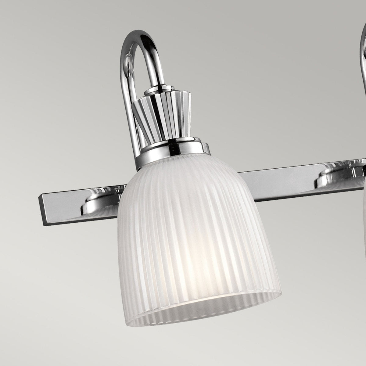 Cora Quadruple IP44 Wall Light in Polished Chrome with Ribbed Opal Etched Glass Shades