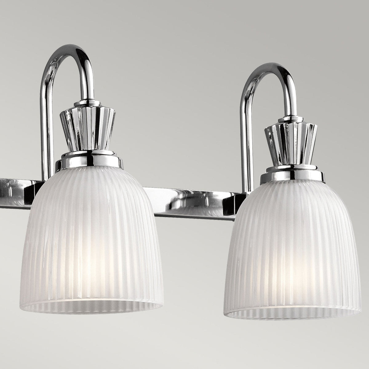 Cora Quadruple IP44 Wall Light in Polished Chrome with Ribbed Opal Etched Glass Shades
