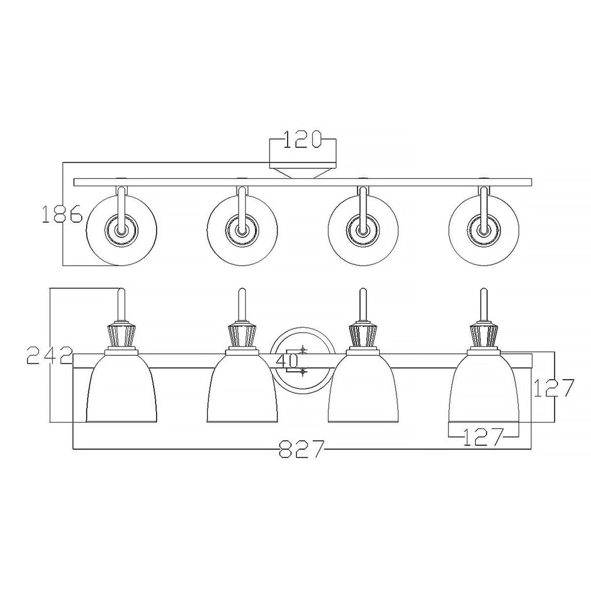 Cora Quadruple IP44 Wall Light in Polished Chrome with Ribbed Opal Etched Glass Shades