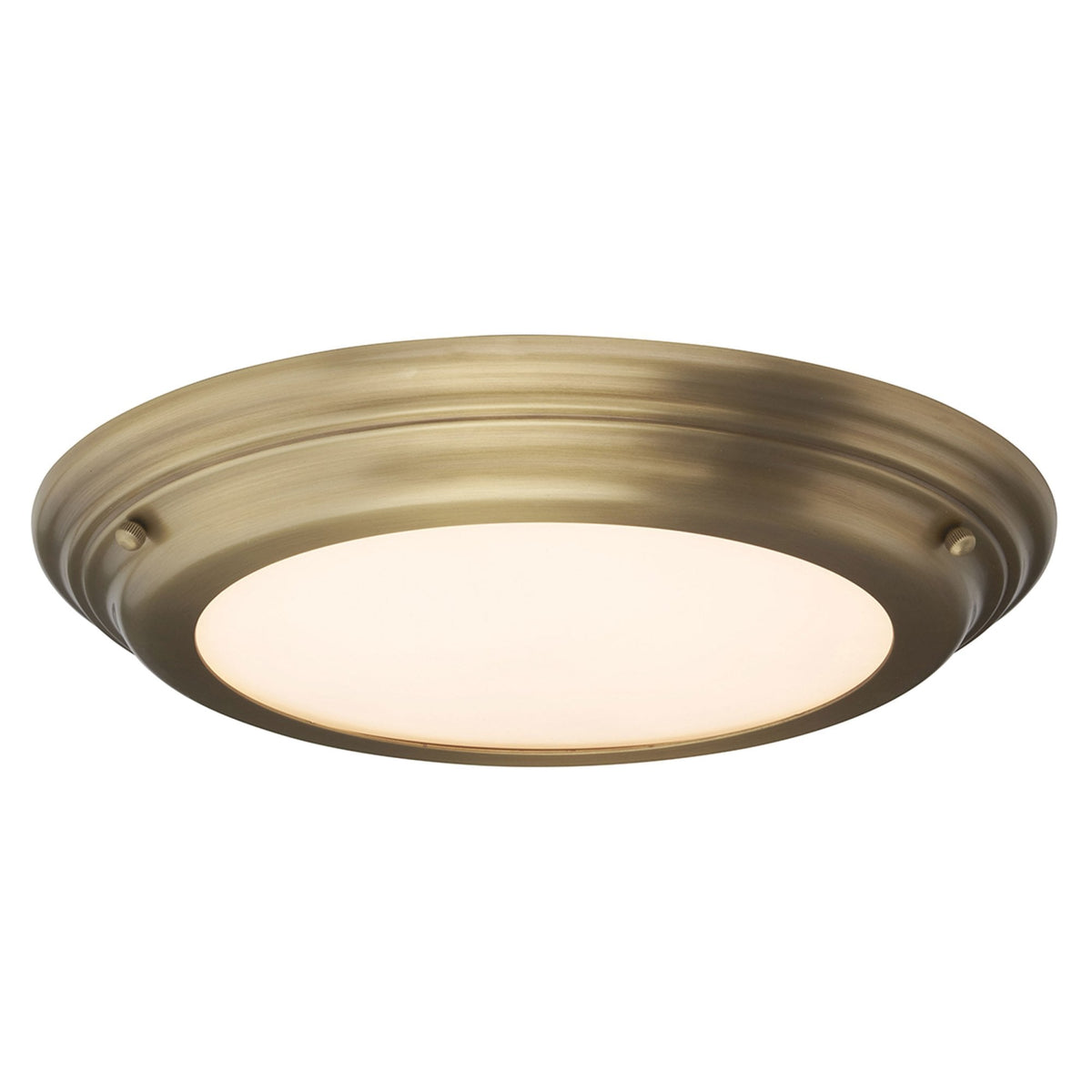 Welland IP54 Large Flush LED Ceiling Light in Aged Brass