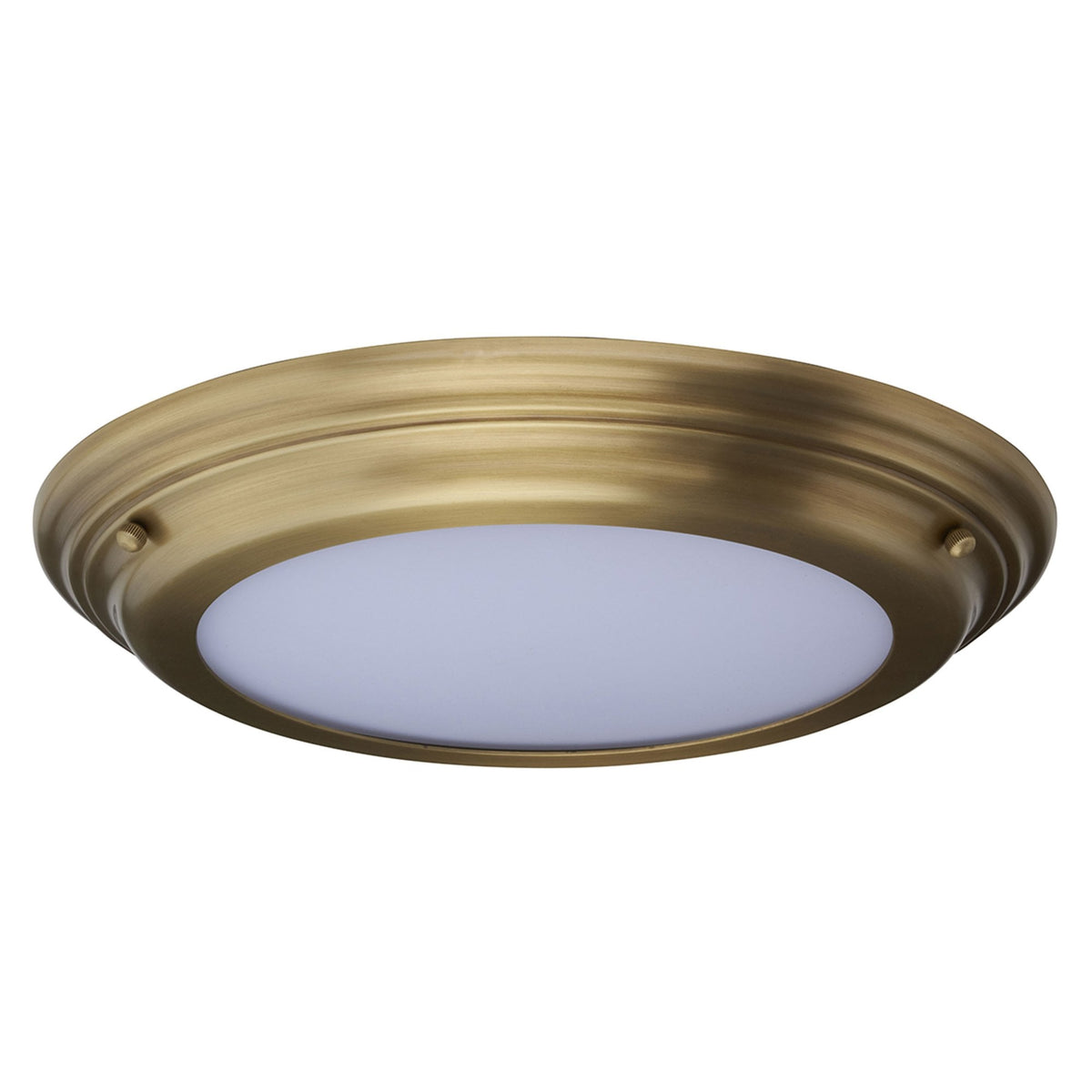 Welland IP54 Large Flush LED Ceiling Light in Aged Brass