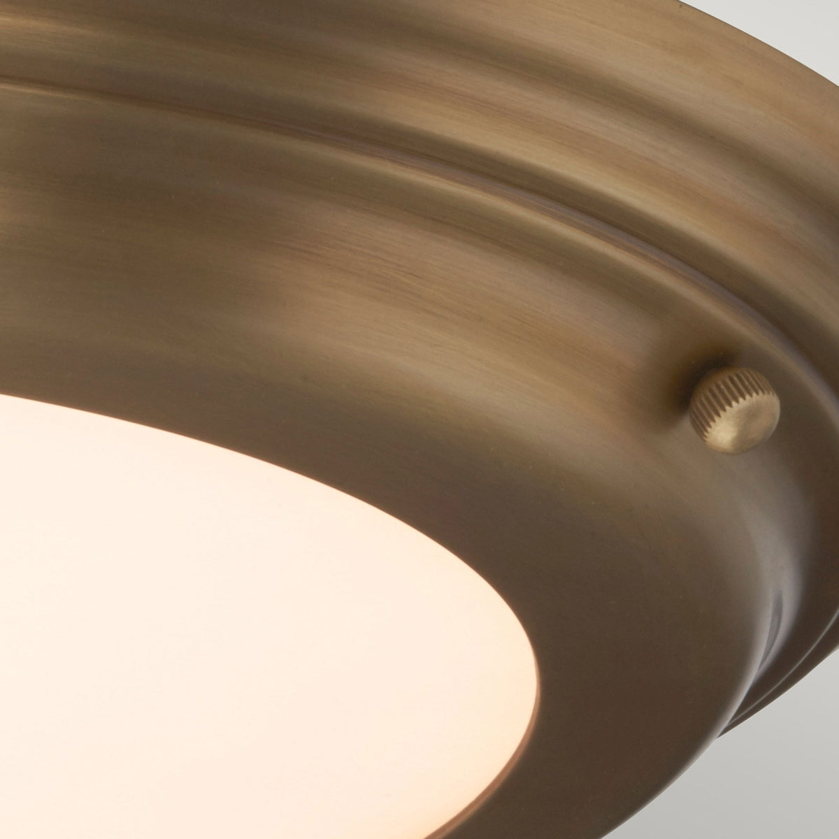 Welland IP54 Large Flush LED Ceiling Light in Aged Brass