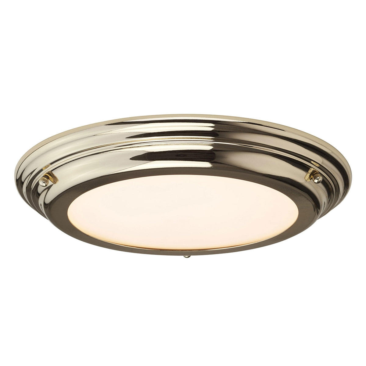 Welland IP54 Large Flush LED Ceiling Light in Polished Brass