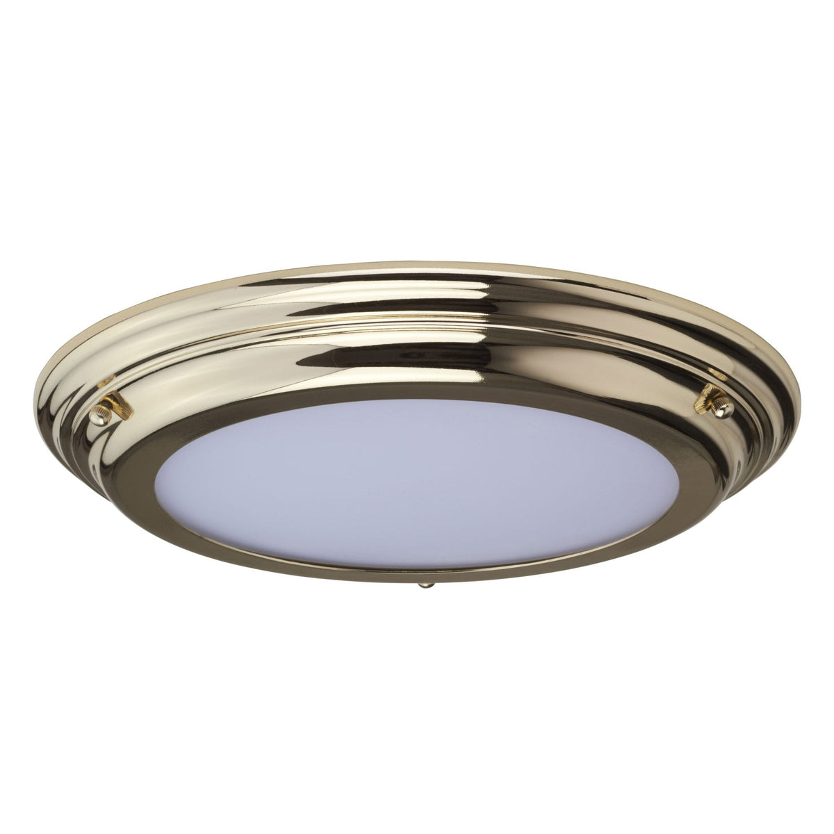 Welland IP54 Large Flush LED Ceiling Light in Polished Brass