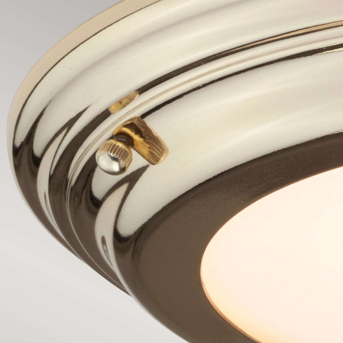Welland IP54 Large Flush LED Ceiling Light in Polished Brass