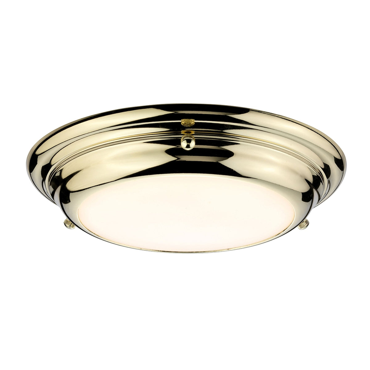 Welland IP54 Small Flush LED Ceiling Light in Polished Brass