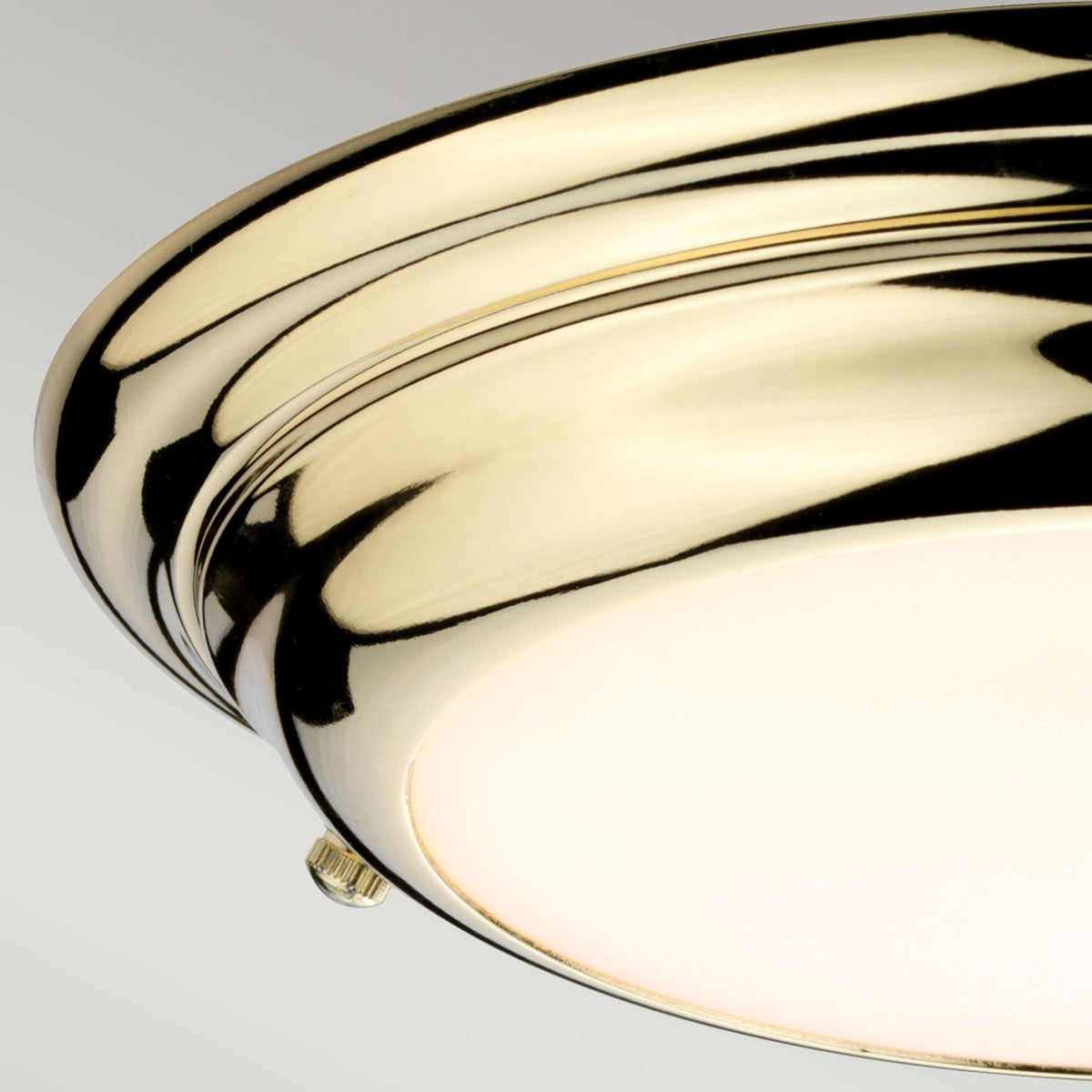Welland IP54 Small Flush LED Ceiling Light in Polished Brass