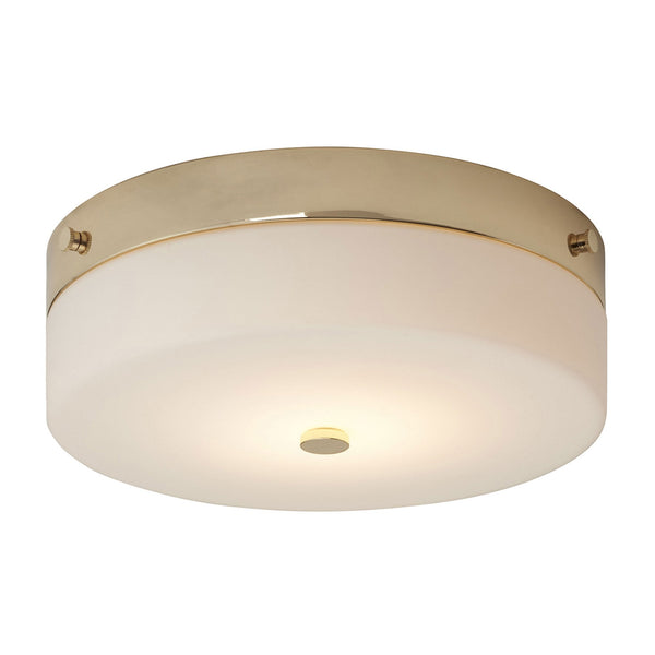 Tamar Large IP44 Ceiling Light in Polished Gold with Opal Glass Shade