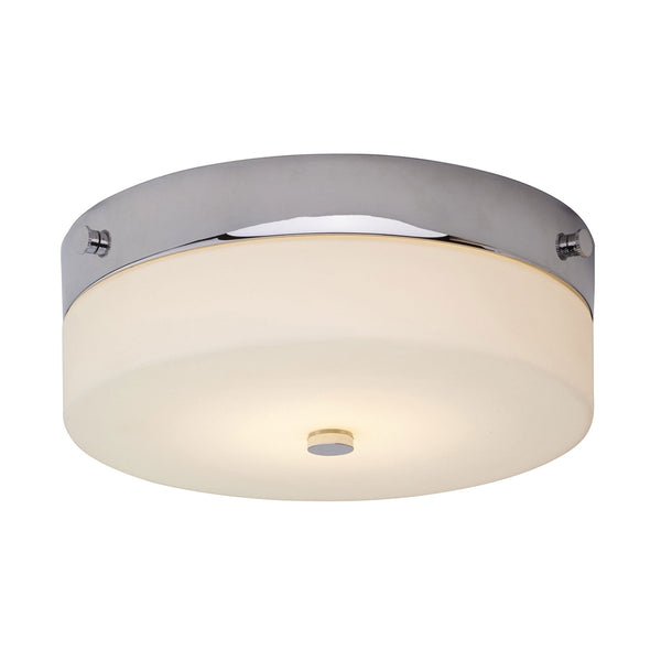 Tamar Medium IP44 Ceiling Light in Polished Chrome with Opal Glass Shade