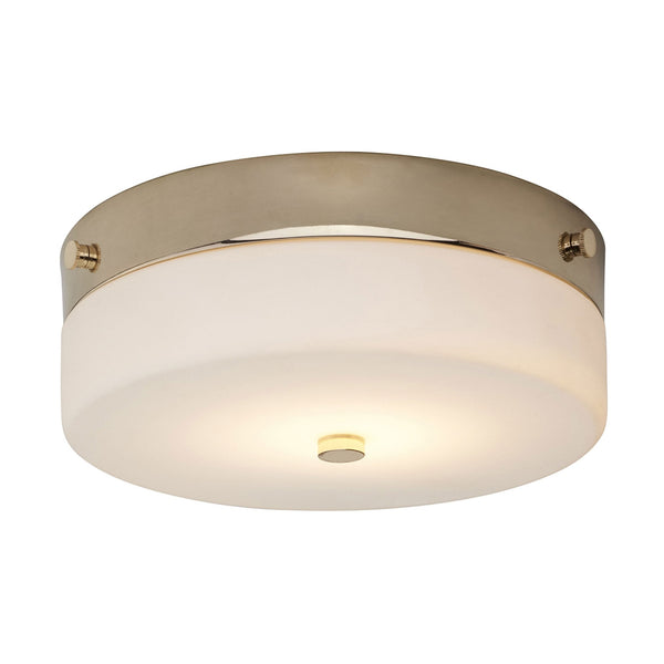 Tamar Medium IP44 Ceiling Light in Polished Gold with Opal Glass Shade