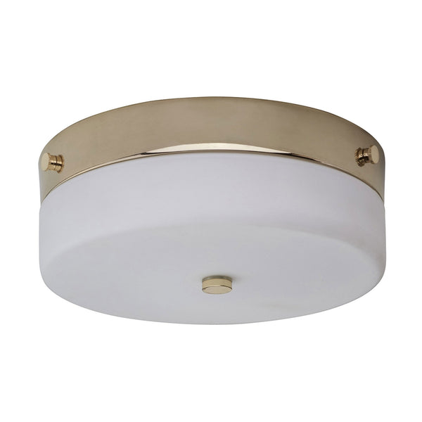 Tamar Medium IP44 Ceiling Light in Polished Gold with Opal Glass Shade