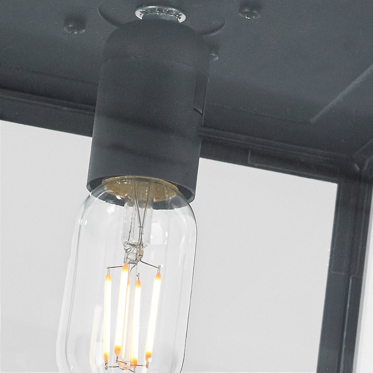 Lofoten Coastal Box Ceilng Light in Black with Clear Glass Panels