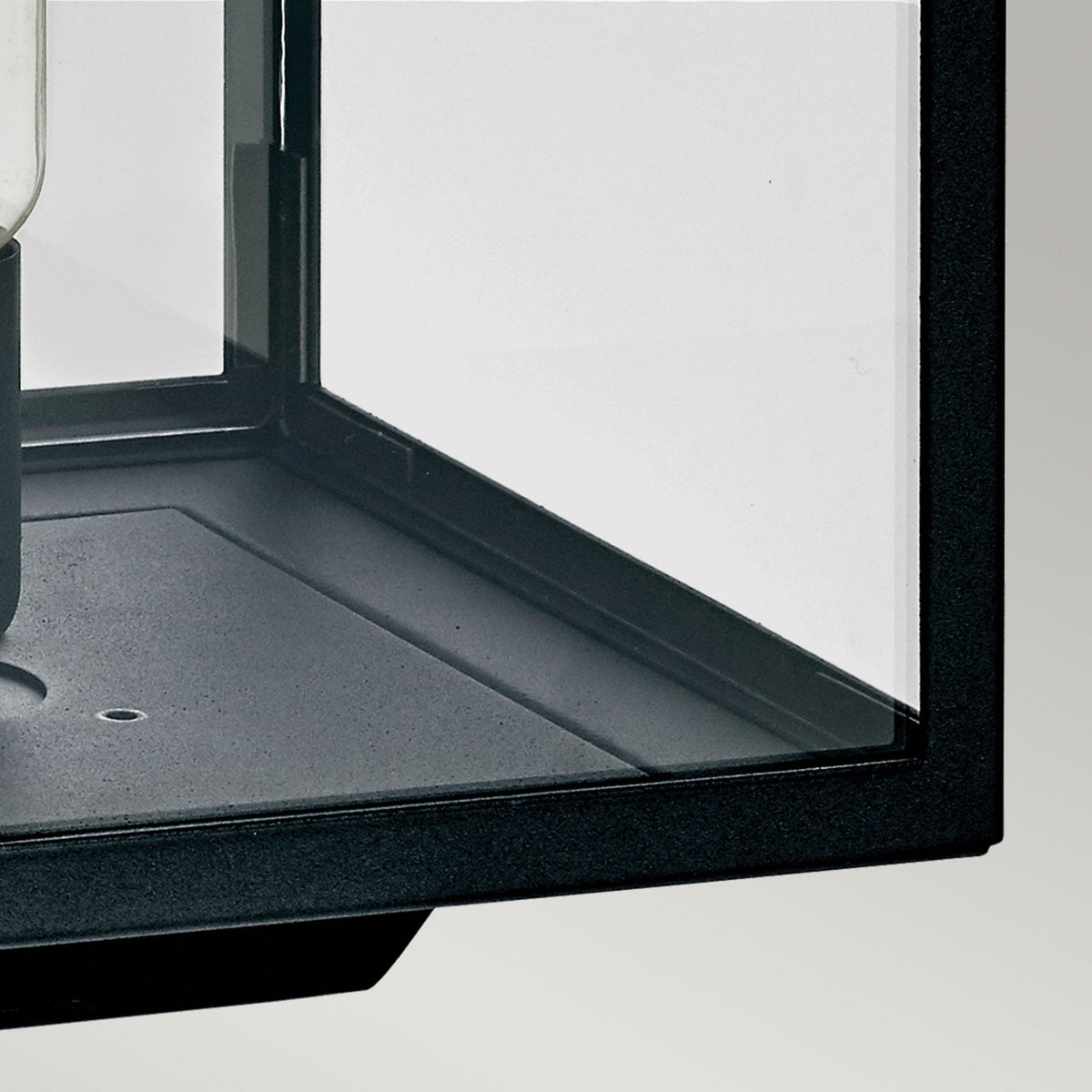 Lofoten Coastal Box Pedestal Lantern in Black with Clear Glass Panels