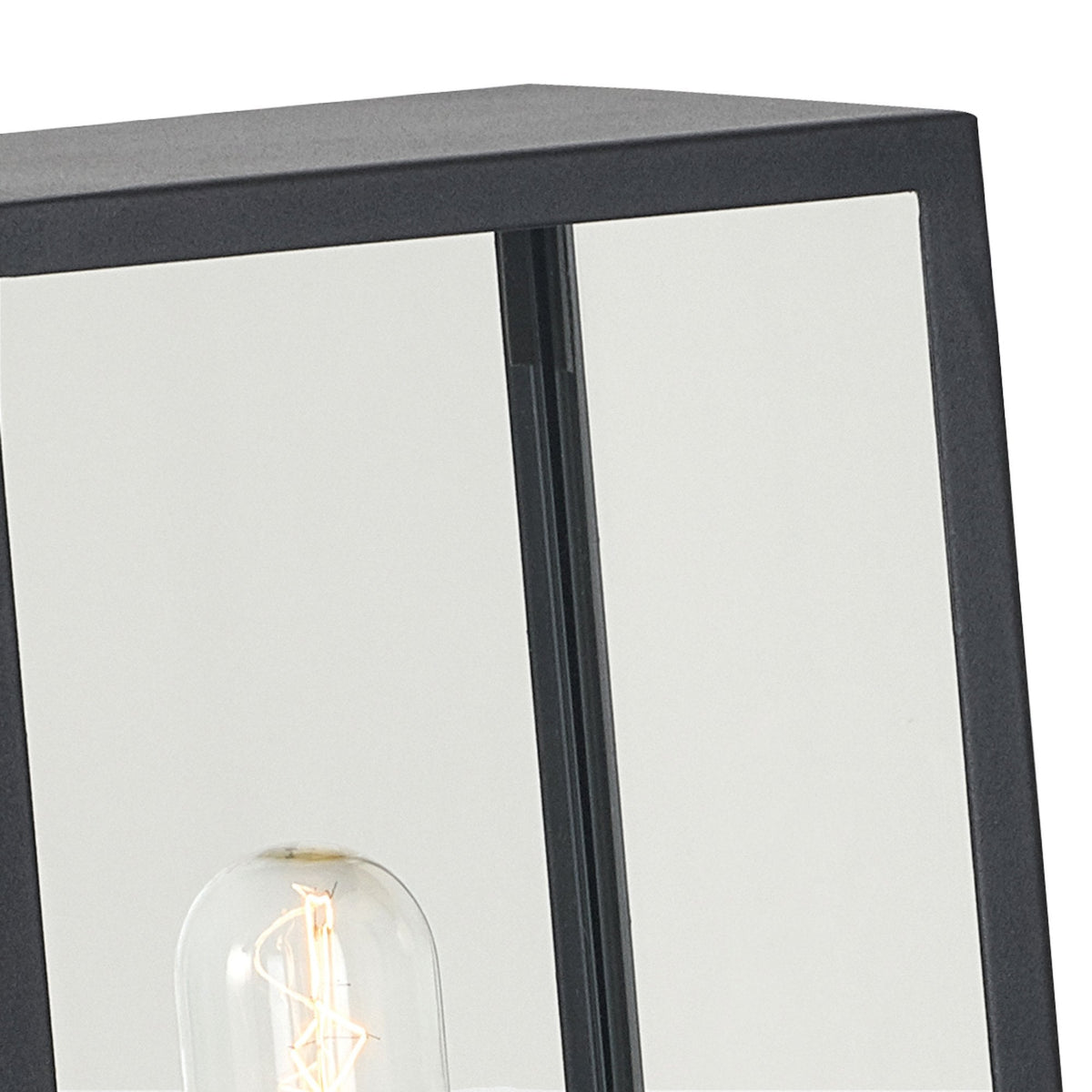 Lofoten Coastal Box Pillar Lantern in Black with Clear Glass Panels