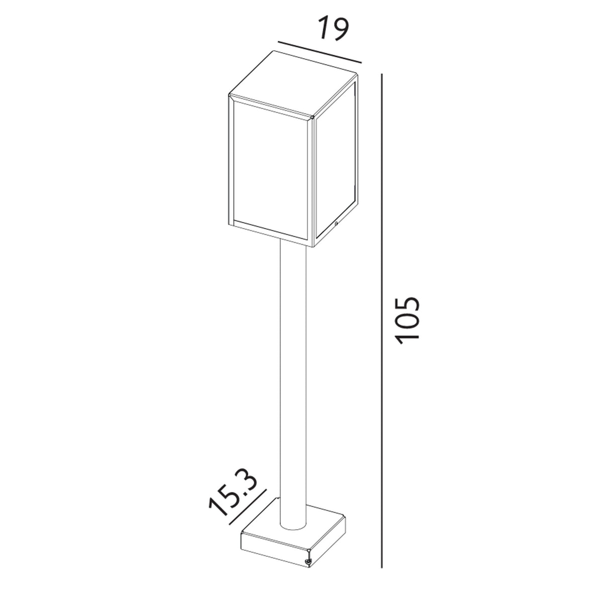 Lofoten Coastal Box Pillar Lantern in Black with Clear Glass Panels