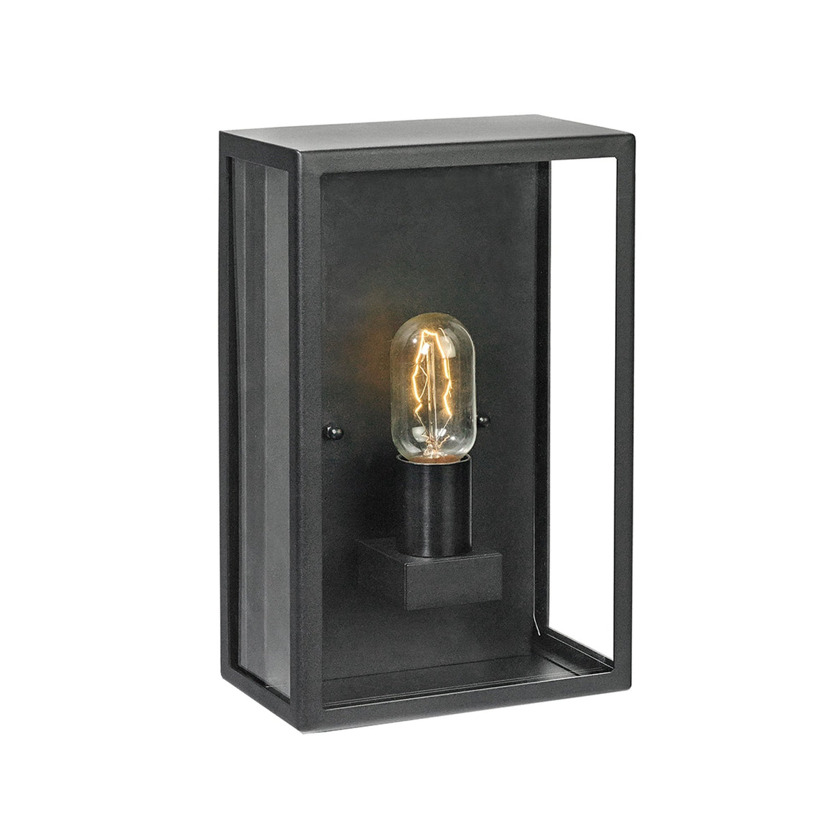 Lofoten Coastal Half Wall Lantern in Black with Clear Glass Panels