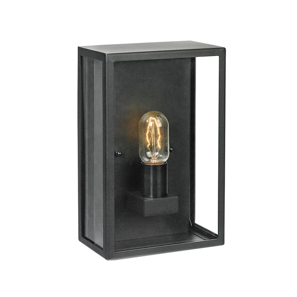 Lofoten Coastal Half Wall Lantern in Black with Clear Glass Panels