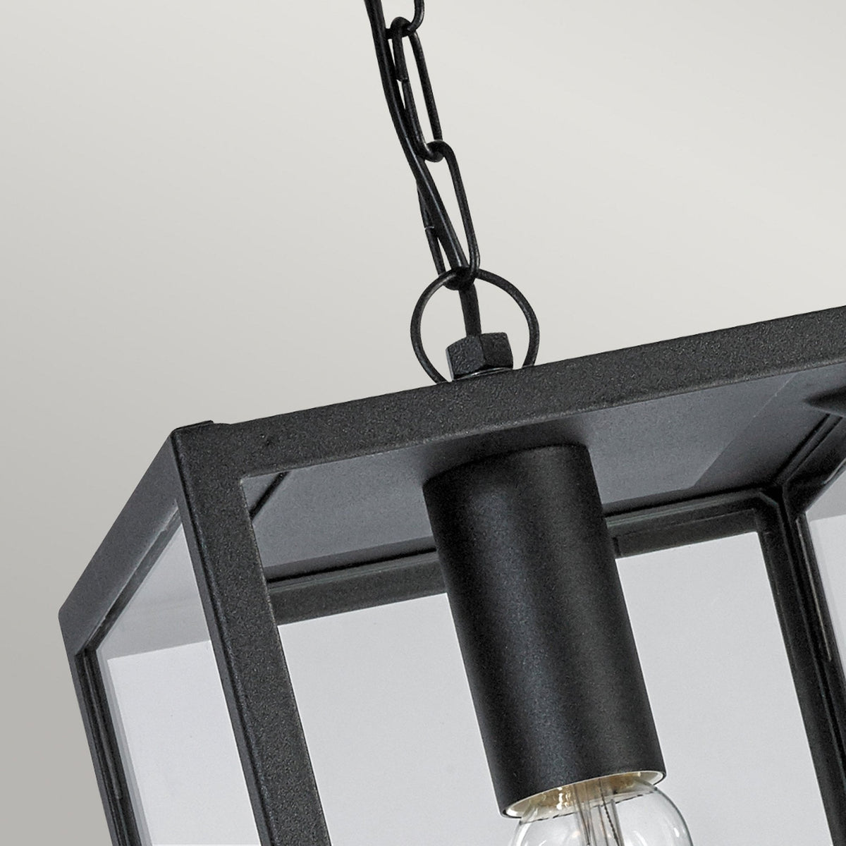 Lofoten Coastal Box Pendant in Black with Clear Glass Panels