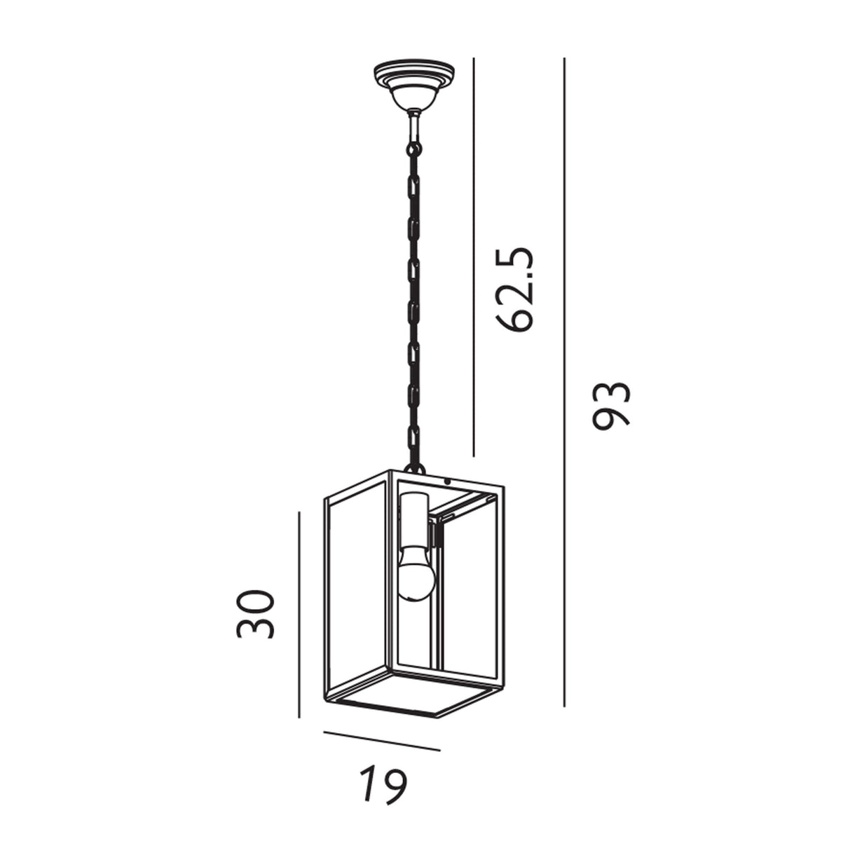 Lofoten Coastal Box Pendant in Black with Clear Glass Panels