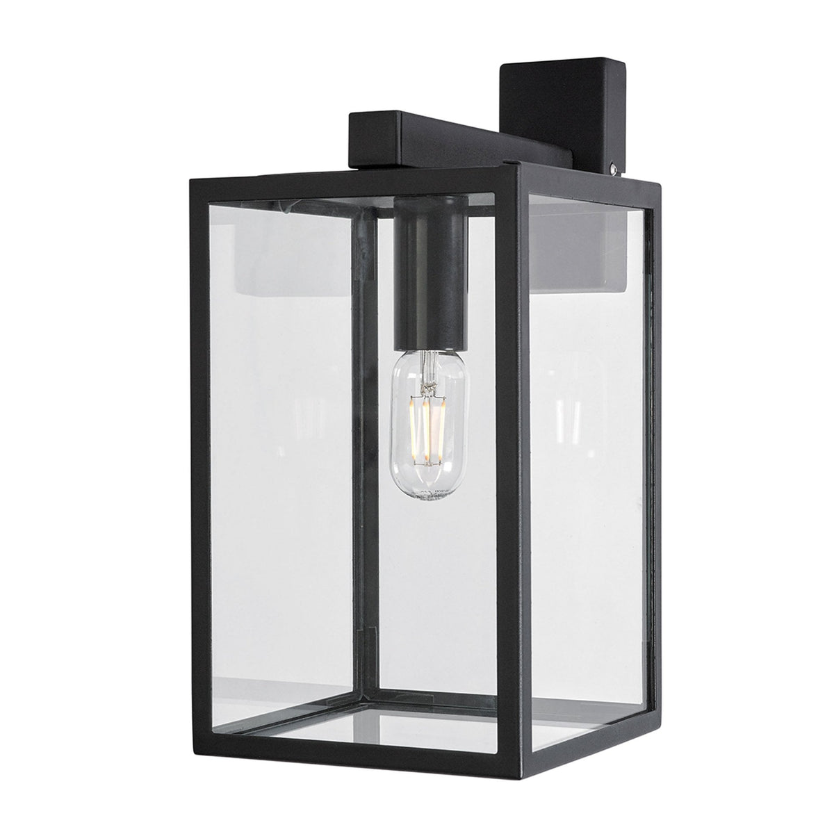 Lofoten Coastal Box Wall Light in Black with Clear Glass Panels