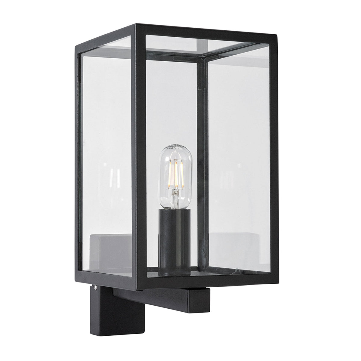 Lofoten Coastal Box Wall Light in Black with Clear Glass Panels