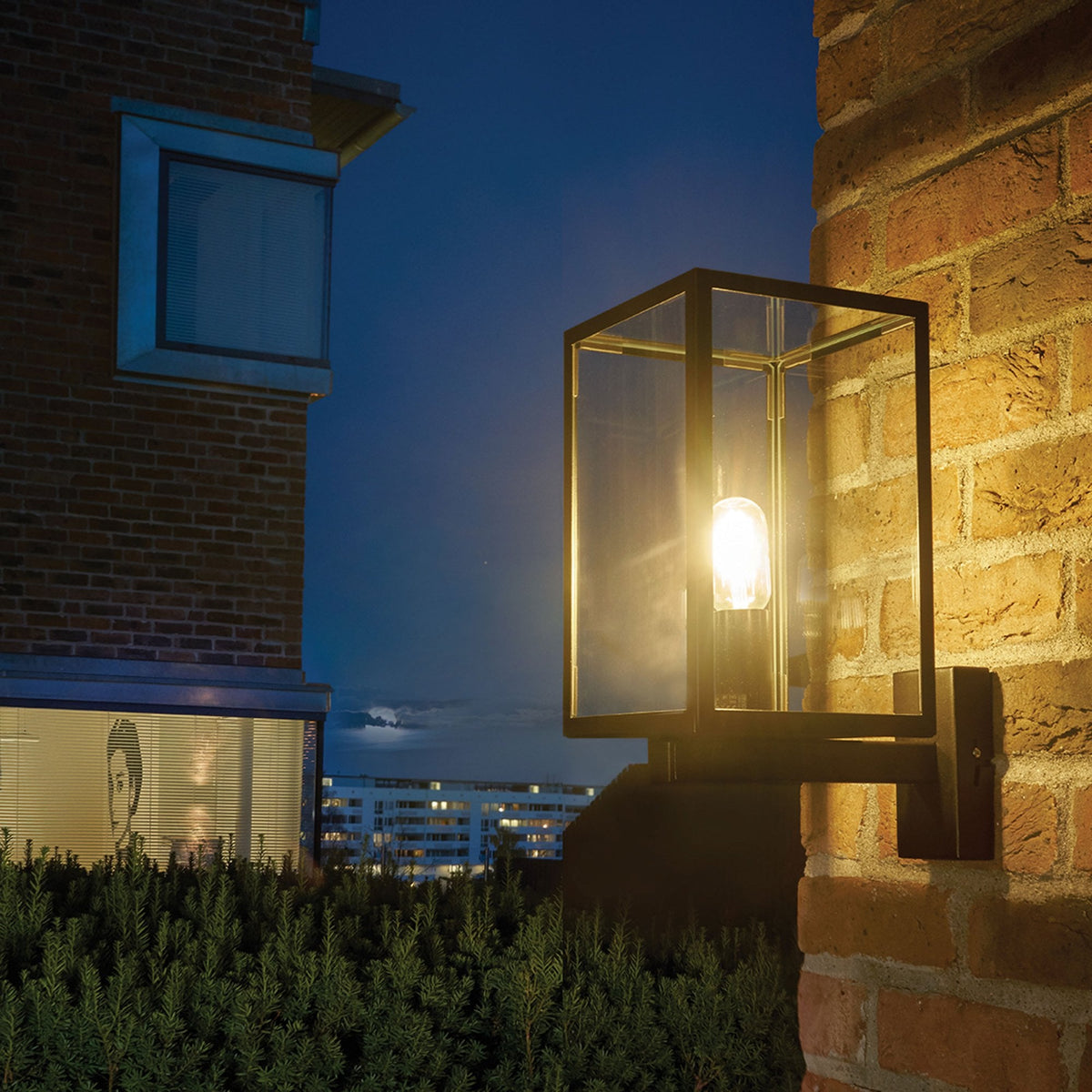 Lofoten Coastal Box Wall Light in Black with Clear Glass Panels