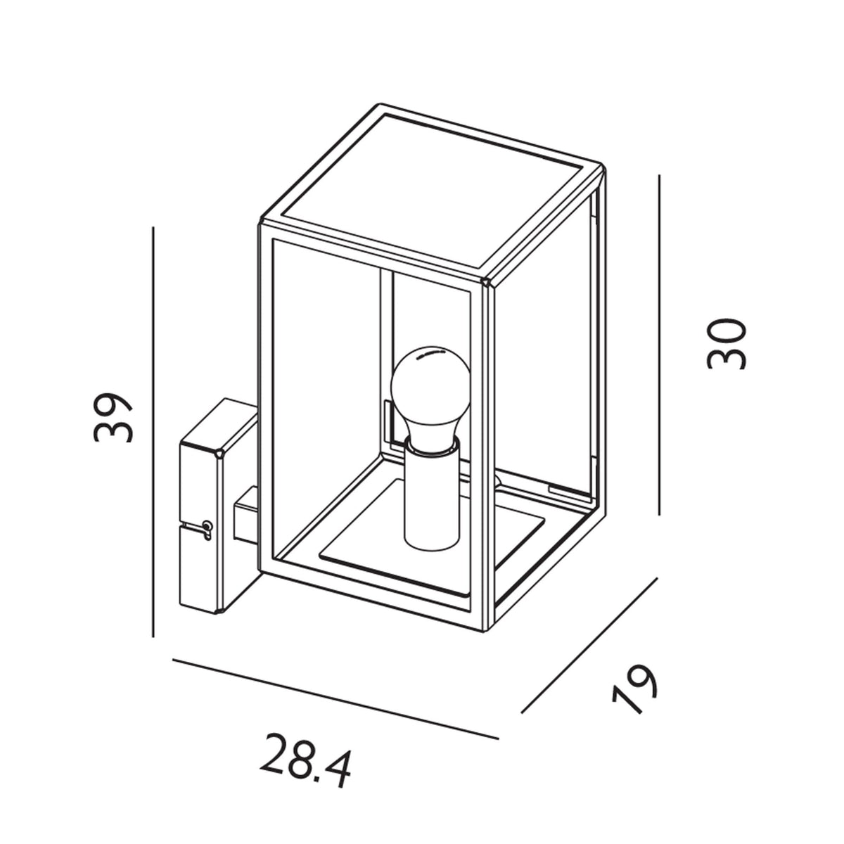 Lofoten Coastal Box Wall Light in Black with Clear Glass Panels