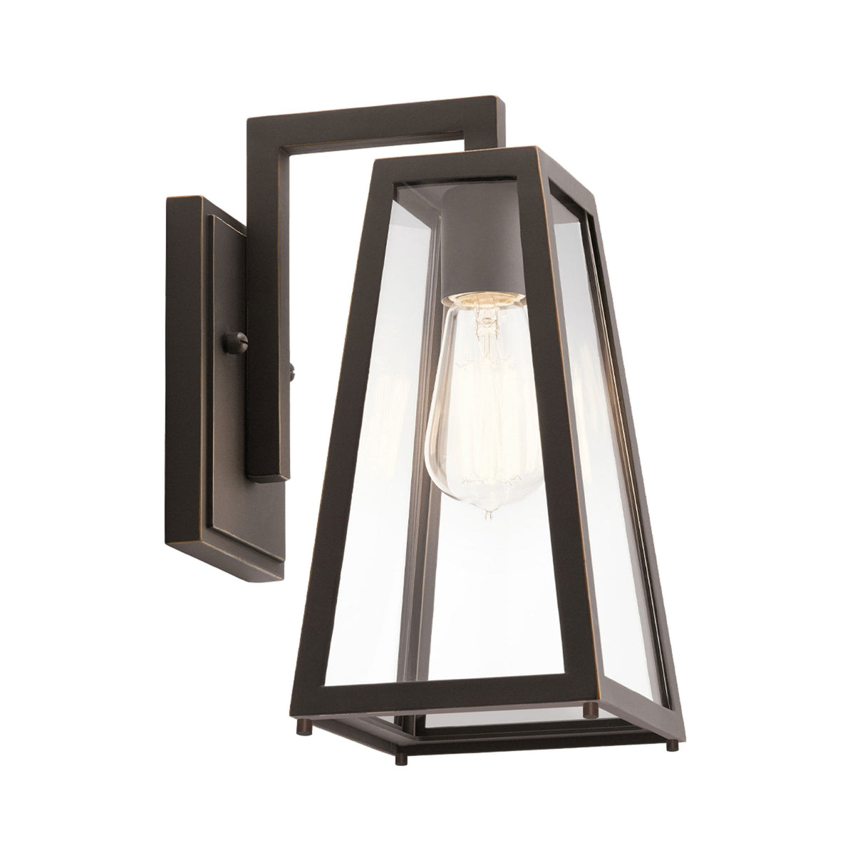 Delison IP44 Small Exterior Wall Light in Rubbed Bronze with Clear Glass Panels