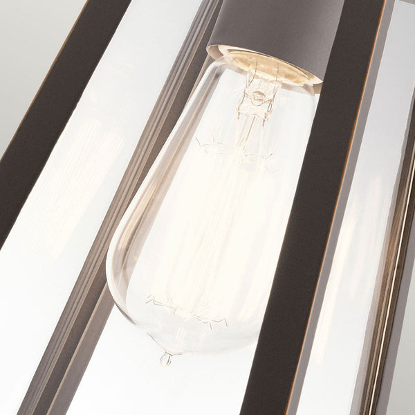 Delison IP44 Small Exterior Wall Light in Rubbed Bronze with Clear Glass Panels