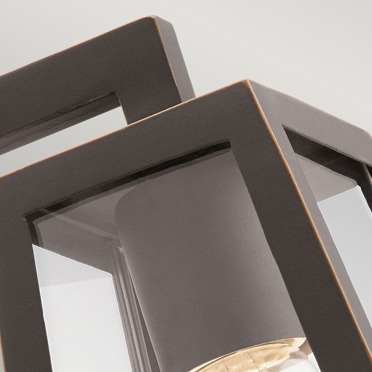 Delison IP44 Small Exterior Wall Light in Rubbed Bronze with Clear Glass Panels