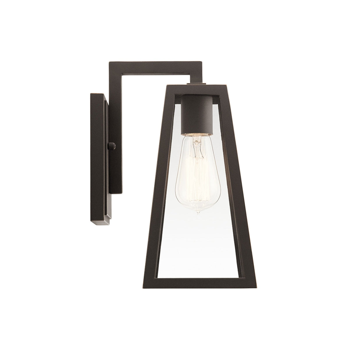 Delison IP44 Small Exterior Wall Light in Rubbed Bronze with Clear Glass Panels
