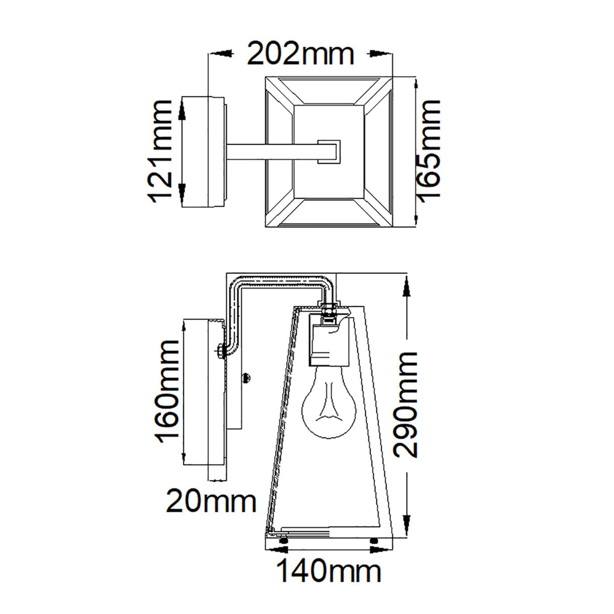Delison IP44 Small Exterior Wall Light in Rubbed Bronze with Clear Glass Panels