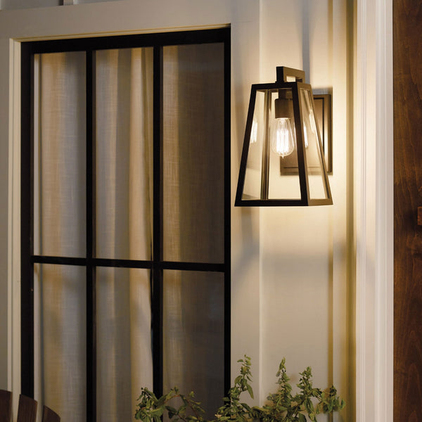 Delison IP44 Medium Exterior Wall Light in Rubbed Bronze with Clear Glass Panels