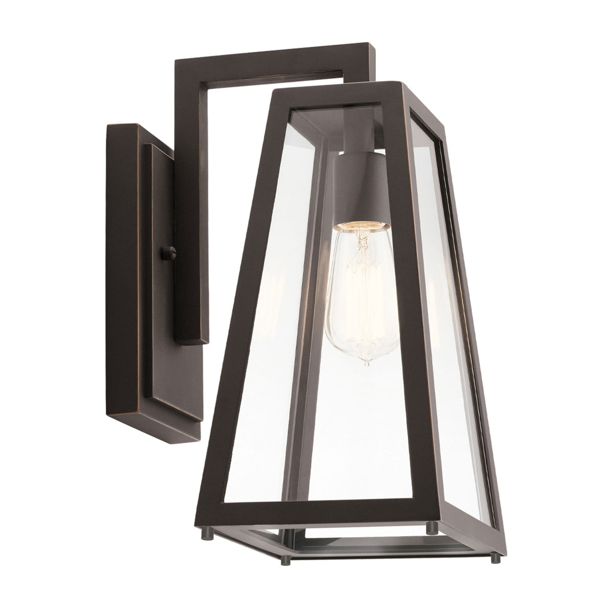 Delison IP44 Medium Exterior Wall Light in Rubbed Bronze with Clear Glass Panels