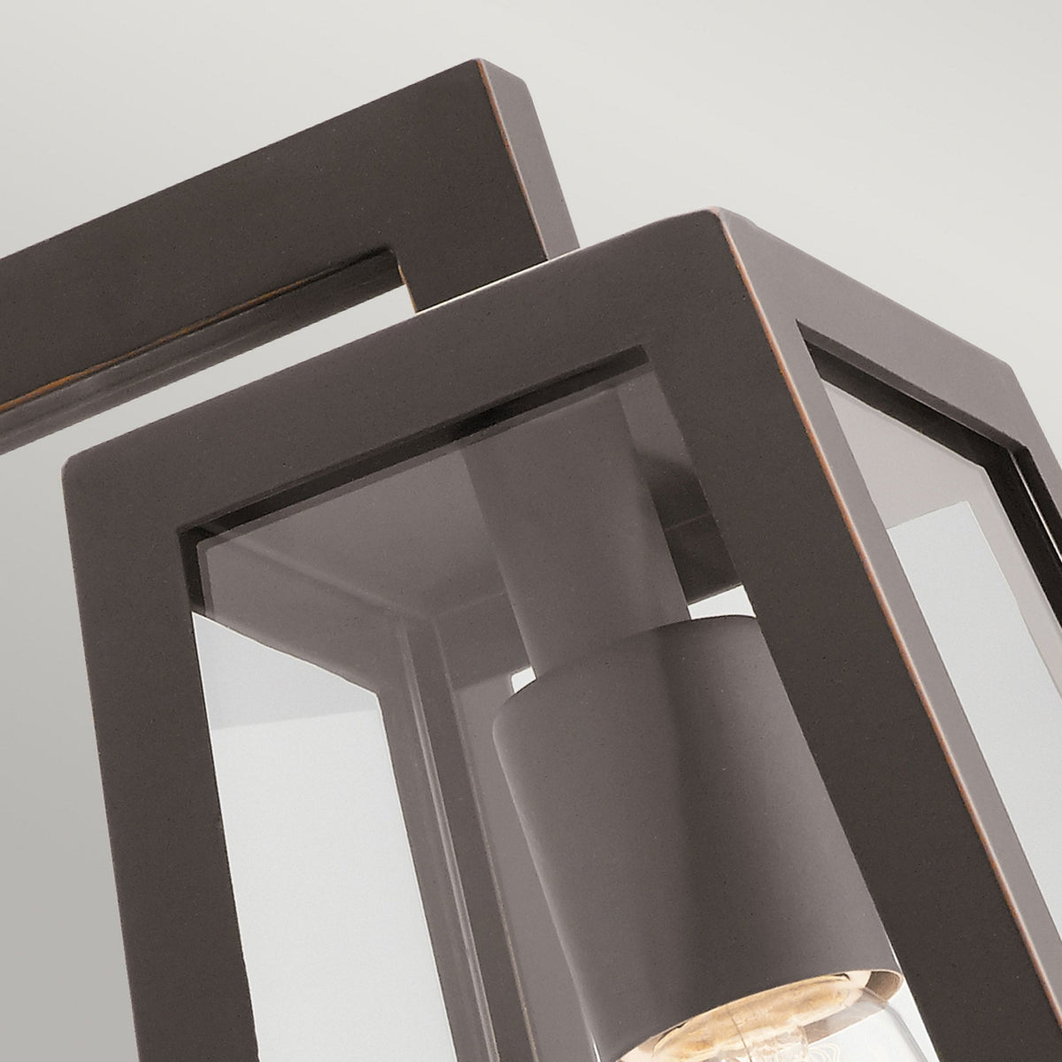 Delison IP44 Medium Exterior Wall Light in Rubbed Bronze with Clear Glass Panels