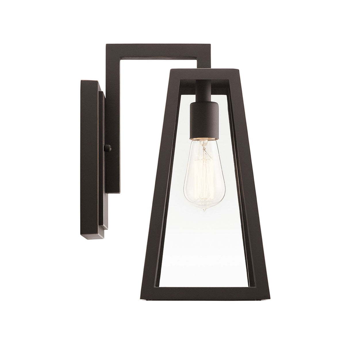 Delison IP44 Medium Exterior Wall Light in Rubbed Bronze with Clear Glass Panels