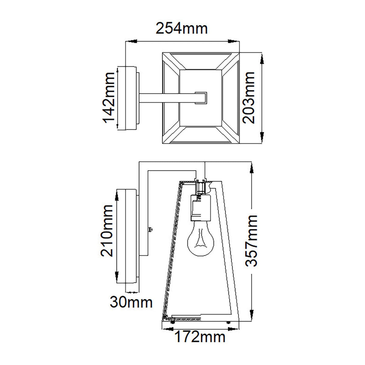 Delison IP44 Medium Exterior Wall Light in Rubbed Bronze with Clear Glass Panels