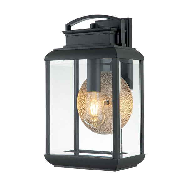 Byron Single Large Wall Lantern in Graphite with Pewter Reflector