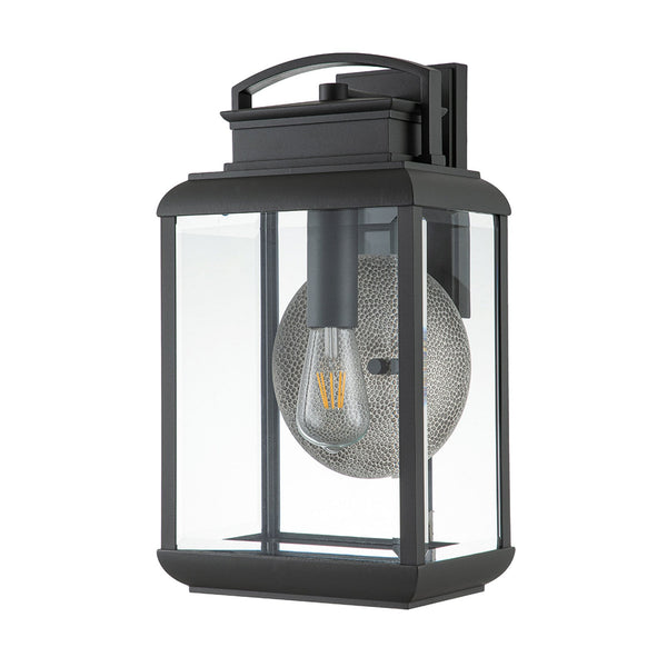Byron Single Large Wall Lantern in Graphite with Pewter Reflector