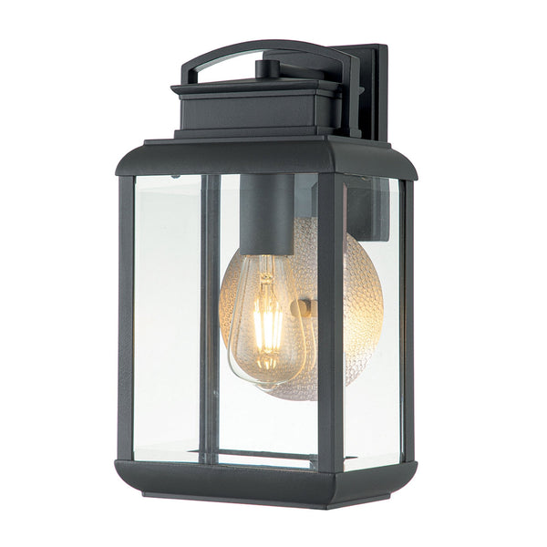 Byron Single Medium Wall Lantern in Graphite with Pewter Reflector