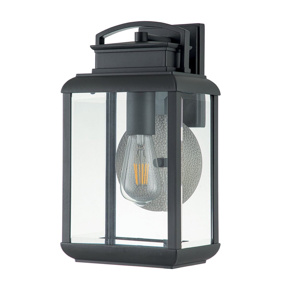 Byron Single Medium Wall Lantern in Graphite with Pewter Reflector