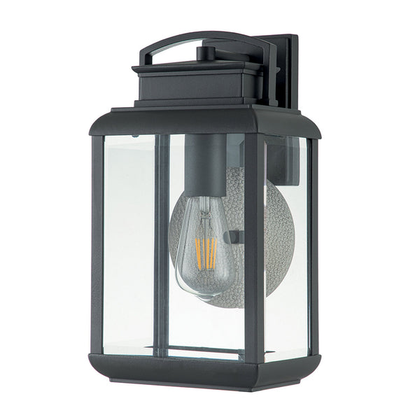 Byron Single Medium Wall Lantern in Graphite with Pewter Reflector