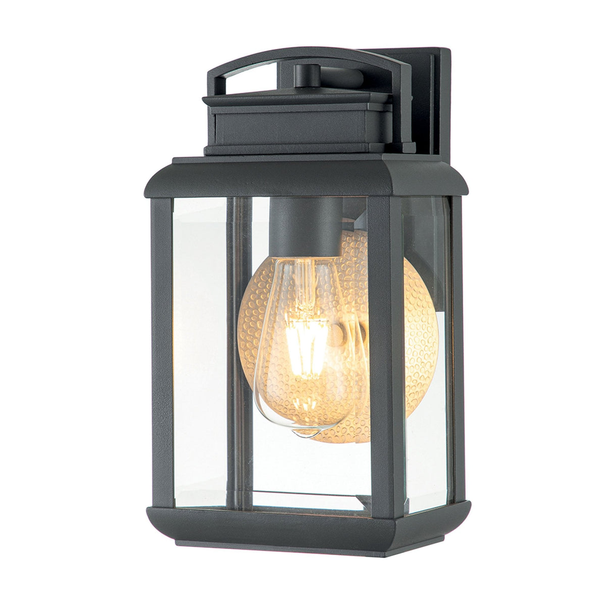 Byron Single Small Wall Lantern in Graphite with Pewter Reflector