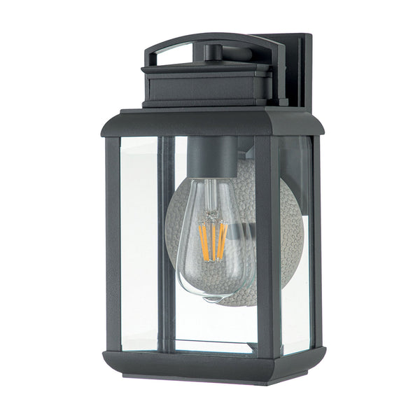 Byron Single Small Wall Lantern in Graphite with Pewter Reflector
