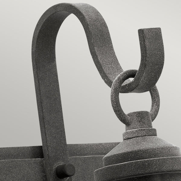 Riverwood IP44 Small Exterior Wall Light in Weathered Zinc with Seeded Glass