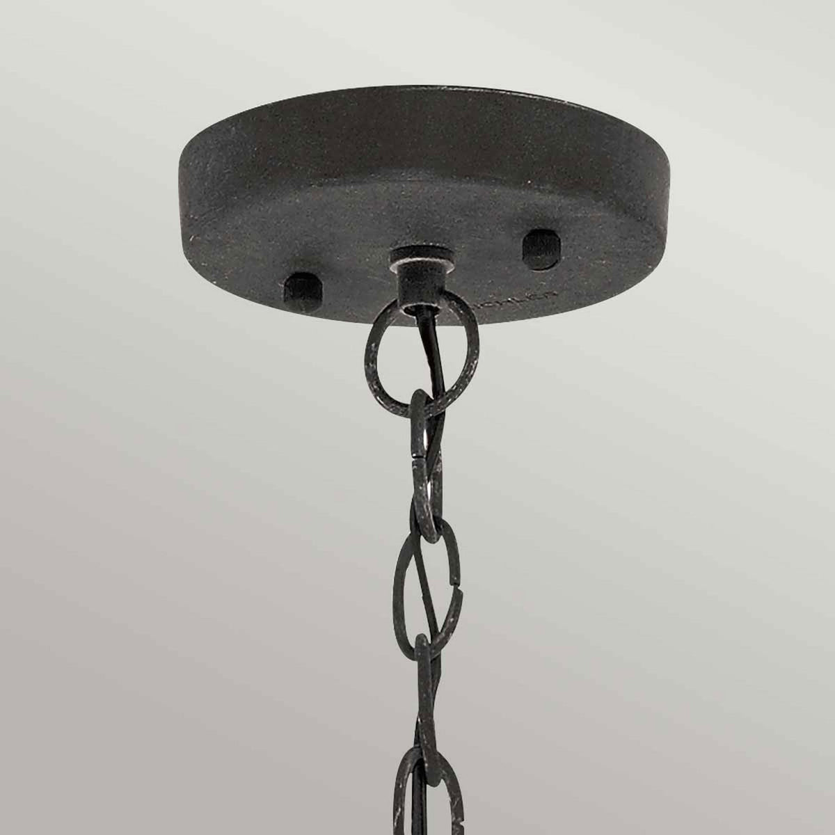 Riverwood IP44 Medium Exterior Pendant in Weathered Zinc with Seeded Glass