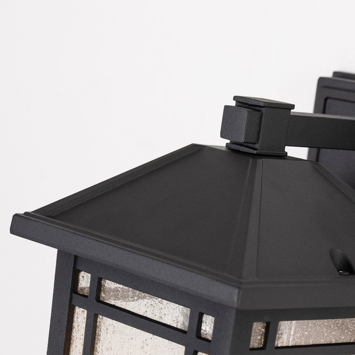 Cedar Point Small IP44 Wall Lantern in Black with Seeded Glass