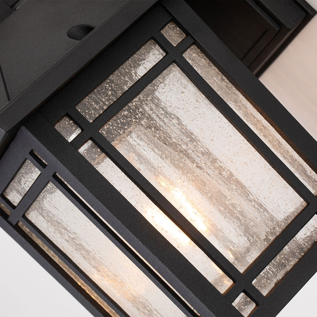 Cedar Point Small IP44 Wall Lantern in Black with Seeded Glass
