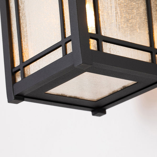 Cedar Point Medium IP44 Wall Lantern in Black with Seeded Glass